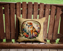 American Foxhound and Flowers Throw Pillow - 14x14 Decorative Pillow – Art for Your Home & Patio