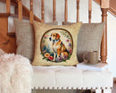 American Foxhound and Flowers Throw Pillow - 14x14 Decorative Pillow – Art for Your Home & Patio