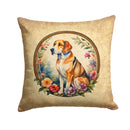 American Foxhound and Flowers Fabric Decorative Pillow