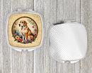 American Foxhound and Flowers Compact Mirror – Stylish Purse Mirror with Artistic Covers