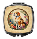 American Foxhound and Flowers Compact Mirror – Stylish Purse Mirror with Artistic Covers