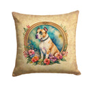 American Staffordshire Terrier and Flowers Fabric Decorative Pillow