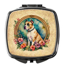 American Staffordshire Terrier and Flowers Compact Mirror – Stylish Purse Mirror with Artistic Covers