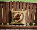 American Water Spaniel and Flowers Throw Pillow - 14x14 Decorative Pillow – Art for Your Home & Patio