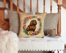 American Water Spaniel and Flowers Throw Pillow - 14x14 Decorative Pillow – Art for Your Home & Patio
