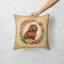 American Water Spaniel and Flowers Fabric Decorative Pillow