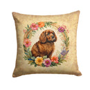 American Water Spaniel and Flowers Fabric Decorative Pillow
