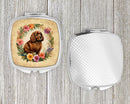 American Water Spaniel and Flowers Compact Mirror – Stylish Purse Mirror with Artistic Covers