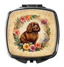 American Water Spaniel and Flowers Compact Mirror – Stylish Purse Mirror with Artistic Covers