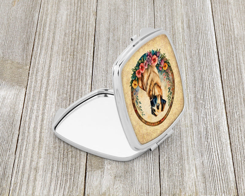 Anatolian Shepherd Dog and Flowers Compact Mirror – Stylish Purse Mirror with Artistic Covers