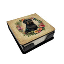 Black Russian Terrier and Flowers PU Leather Note Paper Holder