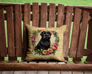 Black Russian Terrier and Flowers Throw Pillow - 14x14 Decorative Pillow – Art for Your Home & Patio