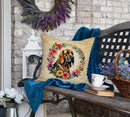 Bloodhound and Flowers Fabric Decorative Pillow