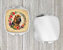Bloodhound and Flowers Compact Mirror – Stylish Purse Mirror with Artistic Covers