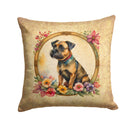 Border Terrier and Flowers Fabric Decorative Pillow