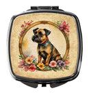 Border Terrier and Flowers Compact Mirror – Stylish Purse Mirror with Artistic Covers