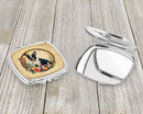 Boston Terrier and Flowers Compact Mirror – Stylish Purse Mirror with Artistic Covers