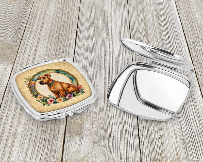 Irish Terrier and Flowers Compact Mirror – Stylish Purse Mirror with Artistic Covers