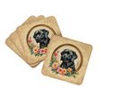 Black Labrador Retriever and Flowers Coasters - Set of 4 Lightweight Foam, Absorbent Drink Coasters