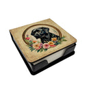 Black Labrador Retriever and Flowers PU Leather Note Paper Holder