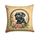 Black Labrador Retriever and Flowers Throw Pillow - 14x14 Decorative Pillow – Art for Your Home & Patio