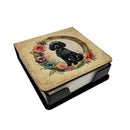 Black Poodle and Flowers PU Leather Note Paper Holder