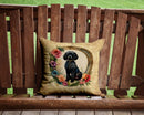 Black Poodle and Flowers Throw Pillow - 14x14 Decorative Pillow – Art for Your Home & Patio