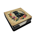 Black Pug and Flowers PU Leather Note Paper Holder