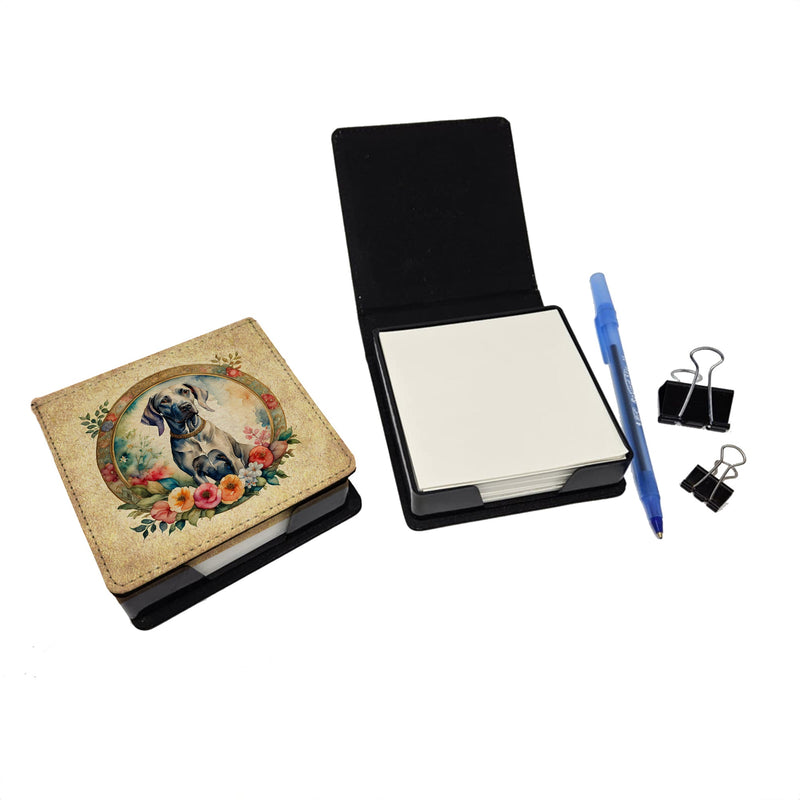 Weimaraner and Flowers PU Leather Note Paper Holder