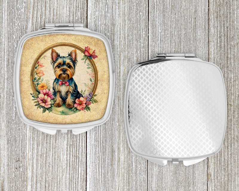 Yorkshire Terrier and Flowers Compact Mirror