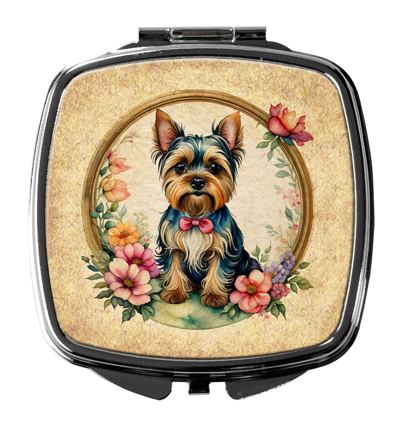 Yorkshire Terrier and Flowers Compact Mirror