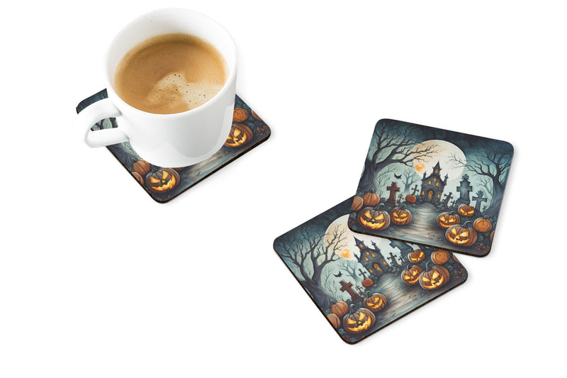 Graveyard Spooky Halloween Foam Coaster Set of 4