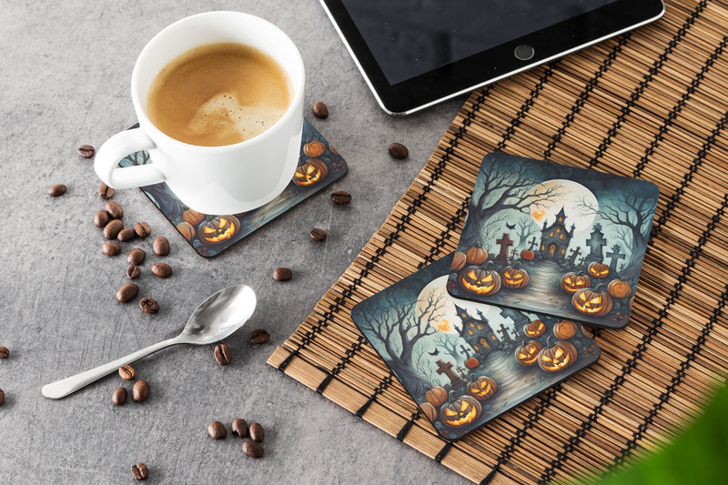 Graveyard Spooky Halloween Foam Coaster Set of 4