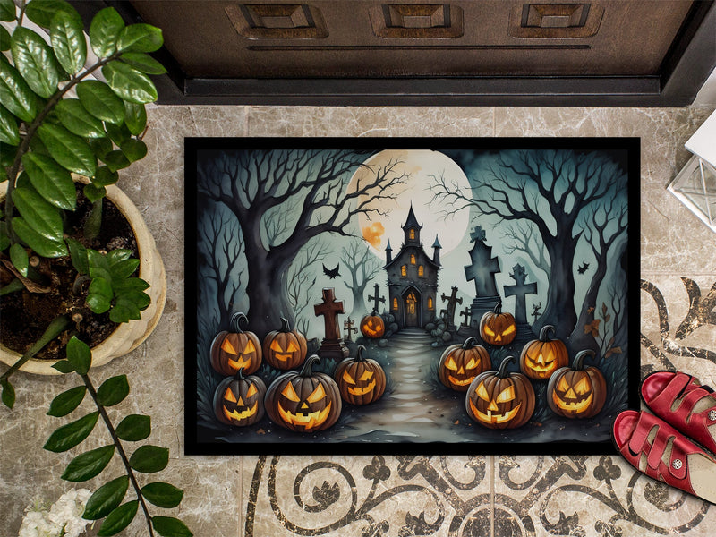 Graveyard Spooky Halloween Indoor or Outdoor Mat 24x36