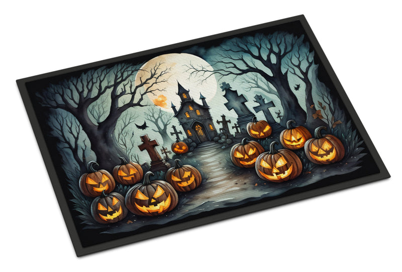 Graveyard Spooky Halloween Indoor or Outdoor Mat 24x36