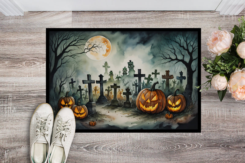 Graveyard Spooky Halloween Indoor or Outdoor Mat 24x36