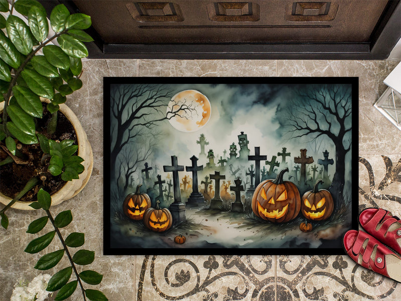 Graveyard Spooky Halloween Indoor or Outdoor Mat 24x36