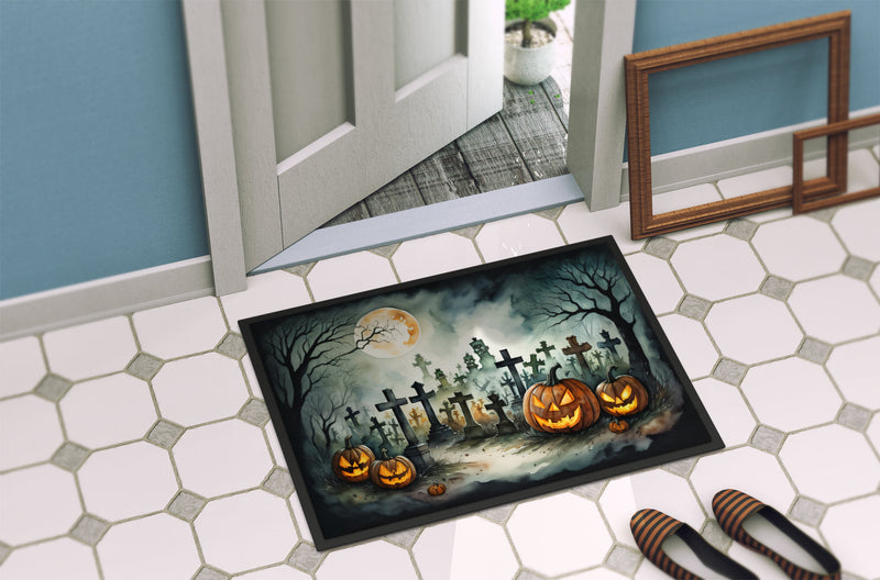 Graveyard Spooky Halloween Indoor or Outdoor Mat 24x36