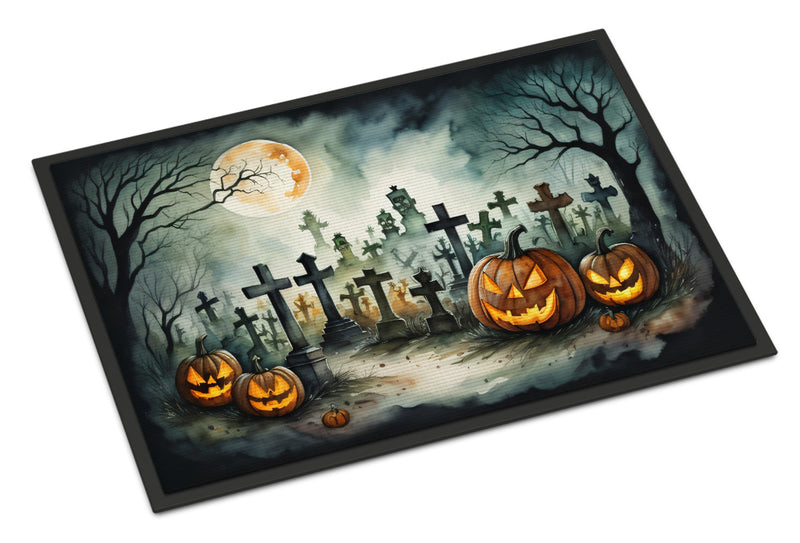 Graveyard Spooky Halloween Indoor or Outdoor Mat 24x36