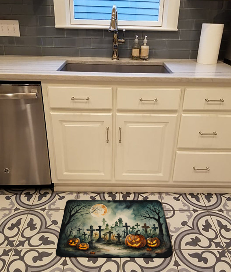 Graveyard Spooky Halloween Memory Foam Kitchen Mat