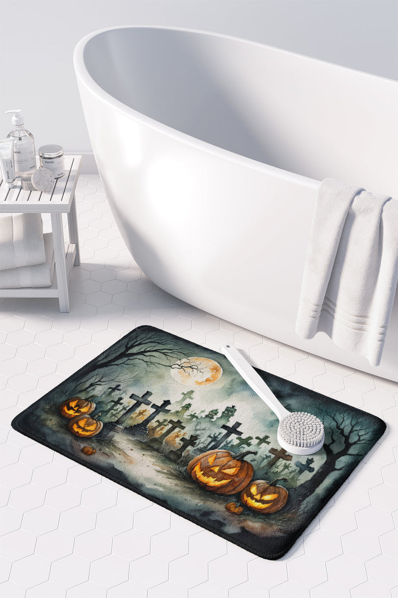 Graveyard Spooky Halloween Memory Foam Kitchen Mat