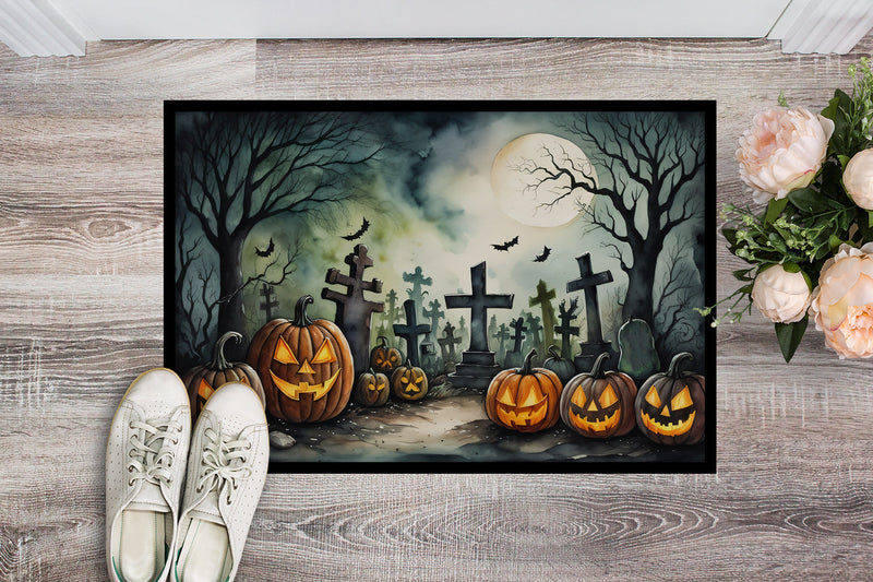 Graveyard Spooky Halloween Indoor or Outdoor Mat 24x36