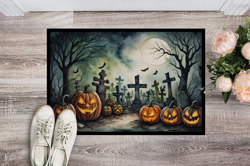 Graveyard Spooky Halloween Doormat 18x27