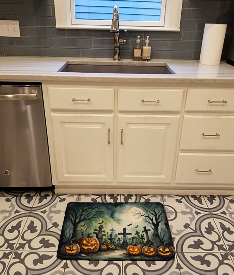 Graveyard Spooky Halloween Memory Foam Kitchen Mat