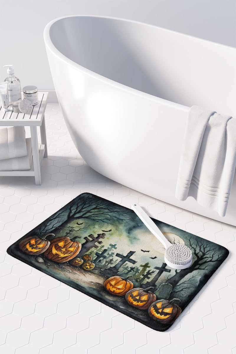 Graveyard Spooky Halloween Memory Foam Kitchen Mat