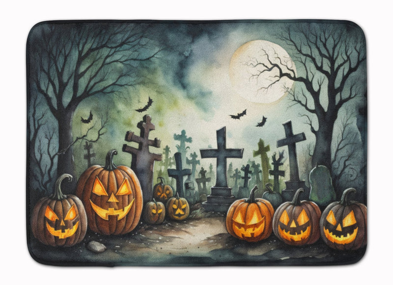 Graveyard Spooky Halloween Memory Foam Kitchen Mat