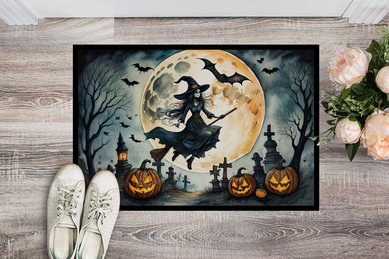 Flying Witch Spooky Halloween Indoor or Outdoor Mat 24x36