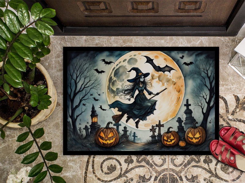 Flying Witch Spooky Halloween Indoor or Outdoor Mat 24x36