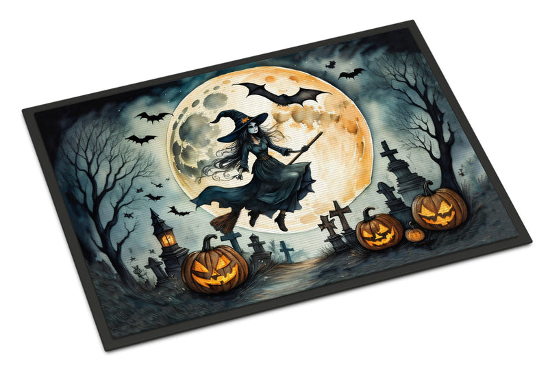 Flying Witch Spooky Halloween Indoor or Outdoor Mat 24x36