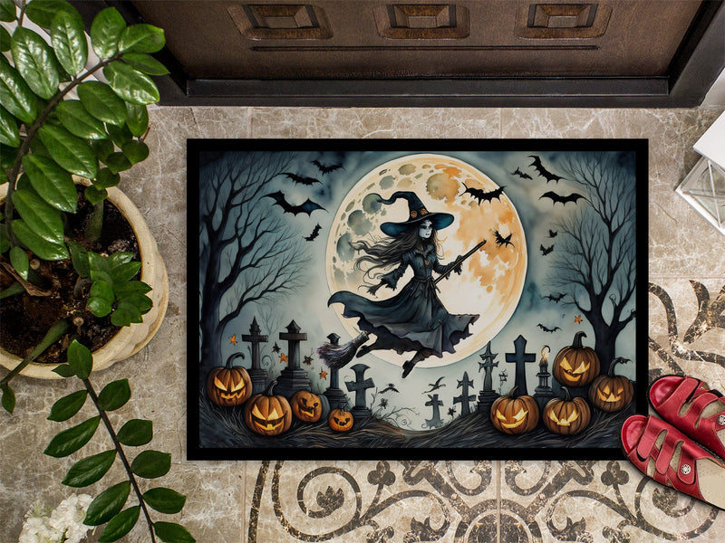 Flying Witch Spooky Halloween Indoor or Outdoor Mat 24x36